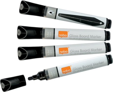 Nobo Whiteboardmarker – Glasmarker – Schwarz – 4 Stück