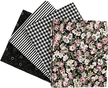 Creativ Company Patchworkstoff 45x55 cm schwarz 4 Stück