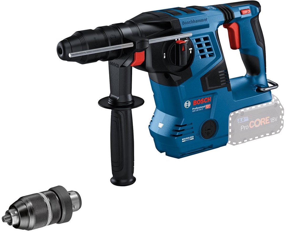 Bosch professional gbh 18v-28 cf accu combihamer sds-plus 3,3j + snelwisselboorkop 18v basic body in l-boxx - 0611921001