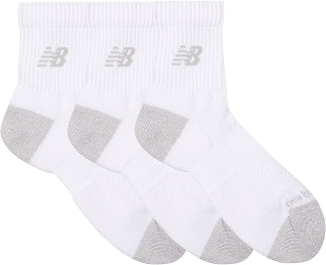 New Balance Active QTR Socken 3er-Pack Unisex-Sportsocken – Weiß