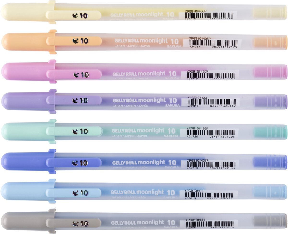 Sakura Gel Writer Gelly Roll Moonlight 10 Pastell-Set mit 8 Farben