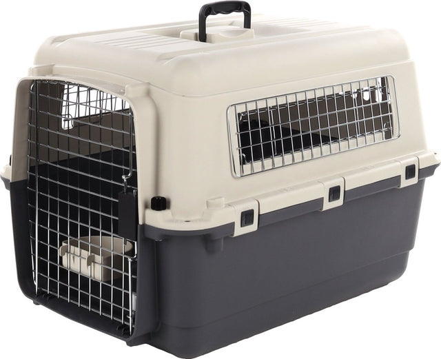 Flamingo Transportbox Hund m 67×53×47 cm – Transportkäfig Nomad dunkelgrau m