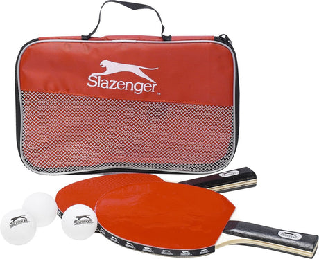 Slazenger Tischtennis-Set 6-teilig – mit 4 Tischtennisbällen und 2 Tischtennisschlägern – Tischtennis-Set mit Aufbewahrungstasche