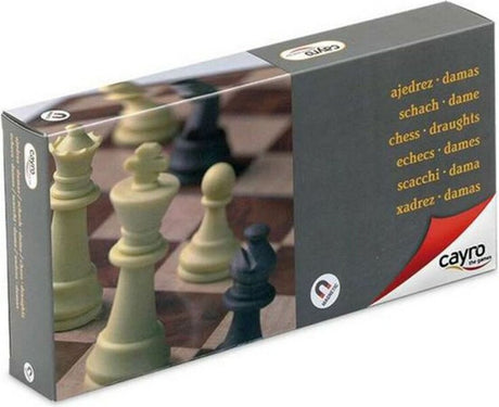 Cayro Schach und Dame magnetisch mittlerer Größe – 2-in-1 faltbares Reiseformat – Spielbrett 24 x 24 cm – 48 magnetische Teile – 2 Spieler – ab 7 Jahren – Sammlung