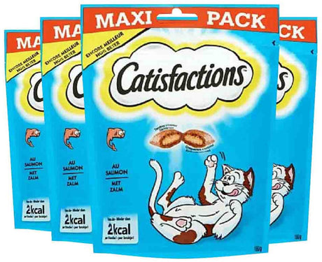 Catisfactions Megabox Katzensnacks Hähnchen-Käse-Lachs – 4 x 180 g – Vorteilspackung