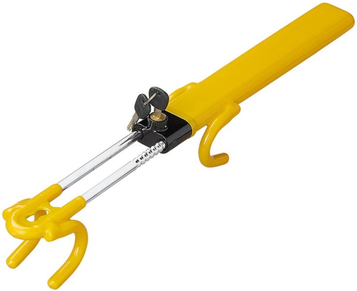 Proplus heavy duty stuurslot - airbagslot - stuurslot - stuurvergrendeling – voor stuurwiel - extra beveiliging – anti-diefstal - eenvoudige montage – universeel - inclusief 2 sleutels - verstelbaar van 19 tot 31,5 cm – geel