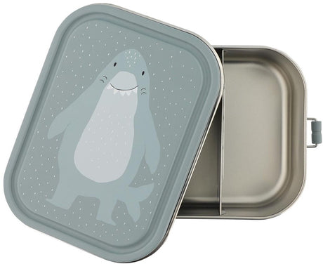 Trixie große Lunchbox - Mr. Shark – RSV-Lunchbox für Kinder – leicht zu öffnende Lunchbox – 2 Fächer – Grau – Shark