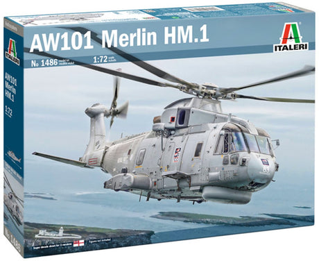 Italeri modelbouwpakket vliegtuigen - 1486 agustawestland aw101 merlin hm.1 - helikopter plastic - 1:72 - modelbouw