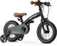 Deryan luxe kinderfiets 12 inch - 3 in 1 - loopfiets - zwart