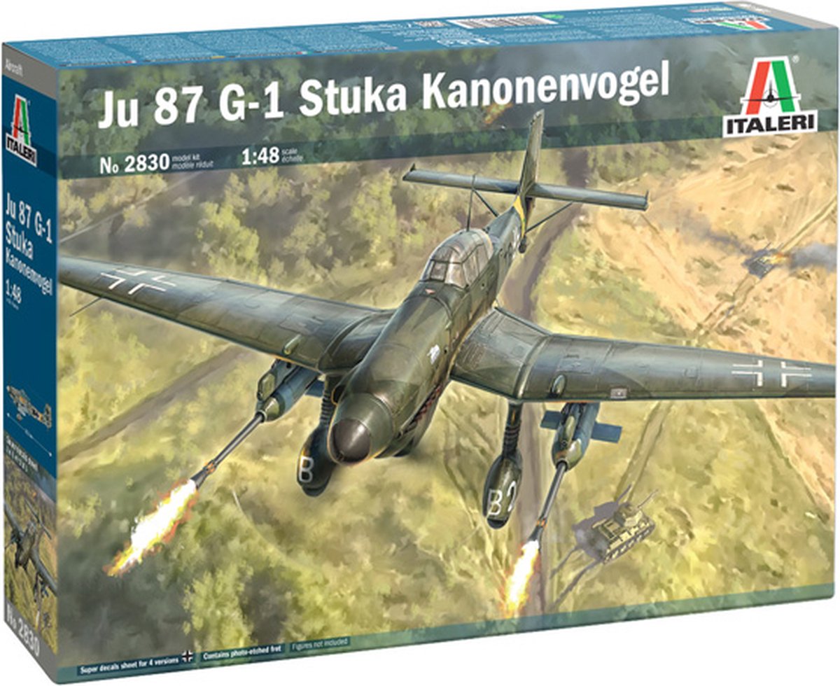 Italeri Modellbausatz Flugzeug – 2830 Junkers Ju 87 g – 1 Stück Kanonenvogel aus Kunststoff – 1:48 – Modellbau