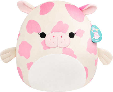 Squishmallows – großes Plüschtier, 40 cm, Mondy – pinkfarbene und weiße Seekuh