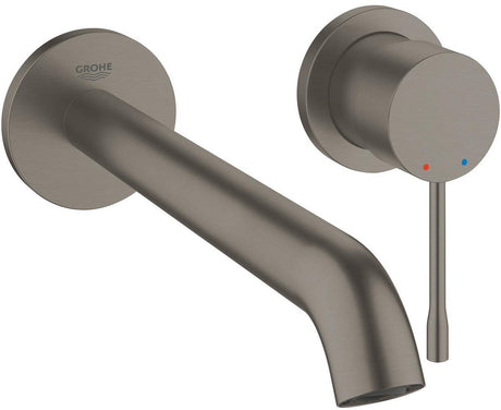Grohe essence new wandgemonteerde inbouw wastafelkraan - afbouwdeel - zonder inbouwdeel - lange uitloop - hard graphite geborsteld (mat antraciet) - waterbesparend