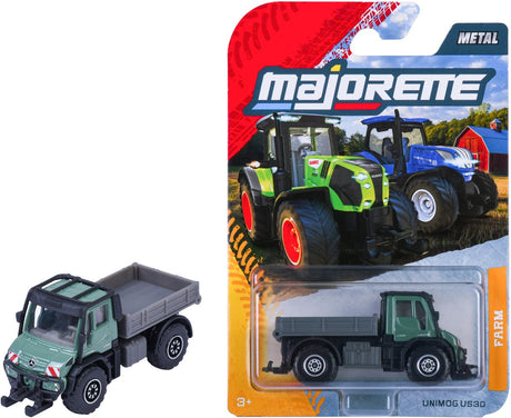 Majorette mercedes benz unimog u530, groen grijs (farm premium)