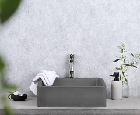 Differnz Marba Waschbecken quadratisch 40x40x12 Beton dunkelgrau