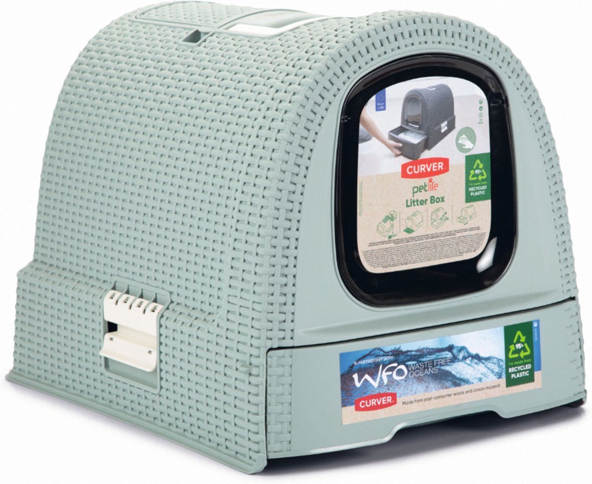 Curver kattenbak met lade - 51,5x38,5x40cm - misty blue