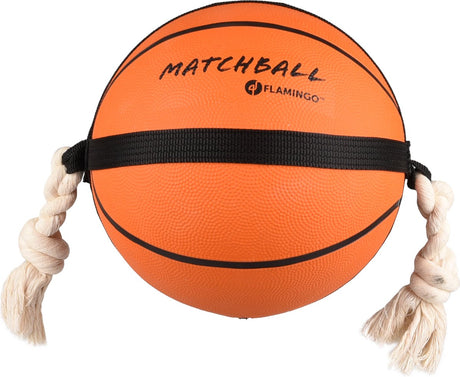 Flamingo-Hundespielzeug – Matchball-Basketball mit Seil – Hundespielzeug – Hundeseil – Hundeball – Hundeball – 53,5 cm – Orange