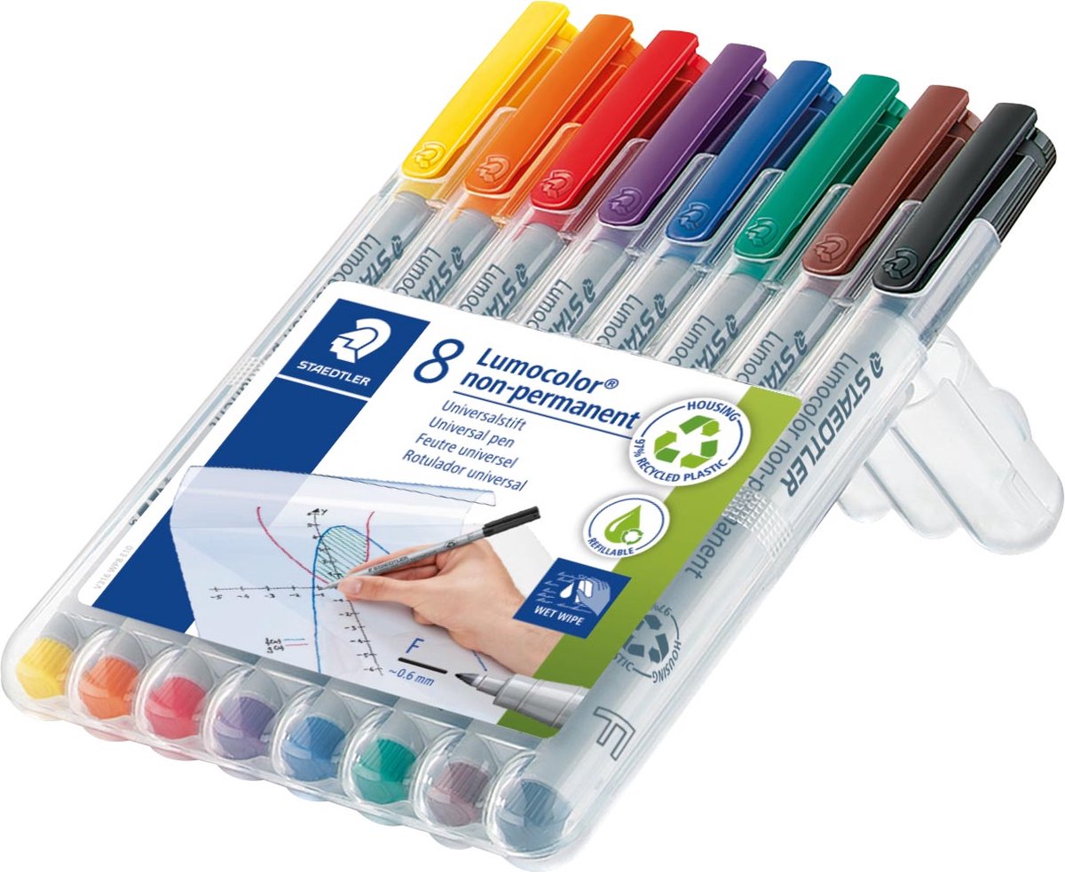 Staedtler Lumocolor F Non-Permanent Stift - Box 8 Farben