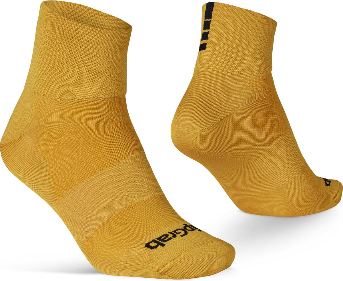Gripgrab – leichte SL Short Performance Sommer-Radsocken 1 Paar Coolmax-Radsocken Low Cut – Senfgelb – Unisex – Größe S (38–41)