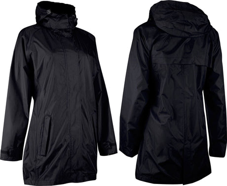 Ralka waterdichte regenjas lang model - dames zwart aqua - maat 42 eu42
