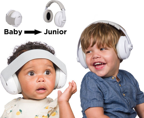 Dooky 2-in-1 gehoorbescherming baby, peuter kind - verstelbare elastische vaste hoofdband - koptelefoon geluidsdempend - 27db isolatie - lichtgewicht oorkappen met opbergzakje - noise cancelling headphones - oorbeschermers voor kinderen 0-12 jaar