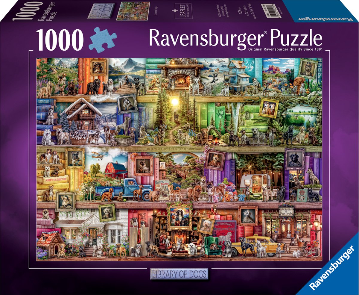 Ravensburger Puzzle Die Bibliothek der Hunde, 1000 Teile.