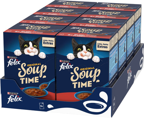 Felix Suppenfleischauswahl - Katzenfutter Nassfutter - Rind Huhn Lamm - 48 x 48 g