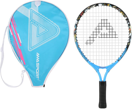 Ama Sport Kinder-Tennisschläger Graffiti Blue 21 Zoll – leichter Junior-Schläger mit Tasche – ideal für Anfänger –