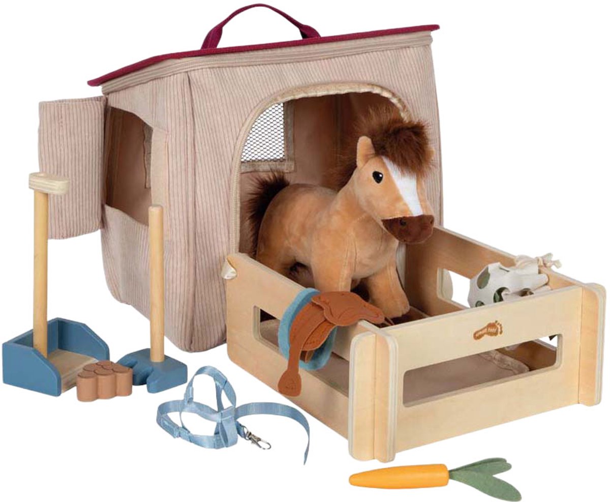 Small Foot - Pferdespielset mit Stall und Zubehör in Tasche
