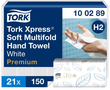 Tork 100289 h2 xpress multifold handdoeken premium 2-laags wit 21,2x25,5cm 3150 stuks (100289)