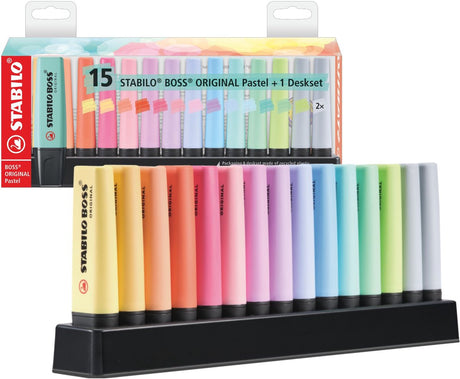 Stabilo Boss Original Textmarker - Pastell - 15 Stück - 14 Farben