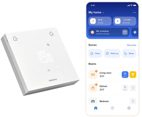 Netatmo Smart Thermostat Original – kabelloser Smart Thermostat – App-Steuerung, energiesparende Verbrauchseinsicht – Matter-kompatibel – funktioniert mit Apple Home, Google Home, Alexa Smartthings – Weiß