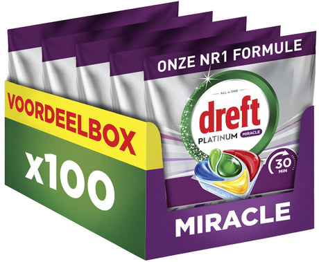 Dreft Platinum Miracle All-in-One – 30-Minuten-Wunder-Spülmaschinentabletten – Zitrone – 100 Stück