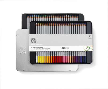 Winsor Newton 0490014 Studio Collection Buntstifte-Set 48-teilig – Dikcores Zeichenstifte auf Wachsbasis in Metalldose