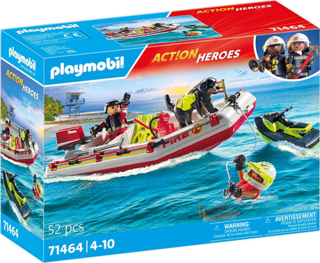 Playmobil Actionhelden Feuerwehrboot mit Wasserscooter – 71464