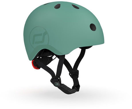 Scoot Ride Helm – Kinderhelm – S 51–55 cm – LED-Rücklicht – Magnetverschluss – verstellbar – Wald