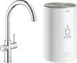 Grohe roter kompakter 3-in-1-Kochwasserhahn – C-Auslauf – 4-Liter-Boiler – Chrom