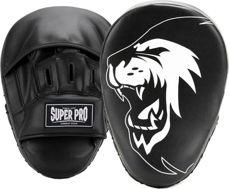 Super pro combat gear handpads curved pu zwart wit one size