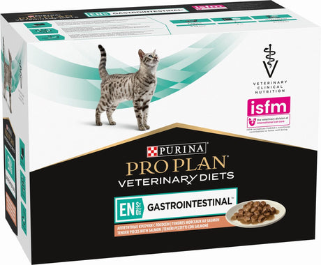 Pro Plan Veterinärdiäten für Katzen und Magen-Darm-Trakt, 10 x 85 g – Katzenfutter – Lachs