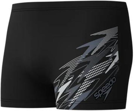 Speedo medley logo aquashort heren - strakke zwemshort heren - vormvaste zwemboxer heren - sportzwembroek heren met trekkoord - zwart grijs - xxxl