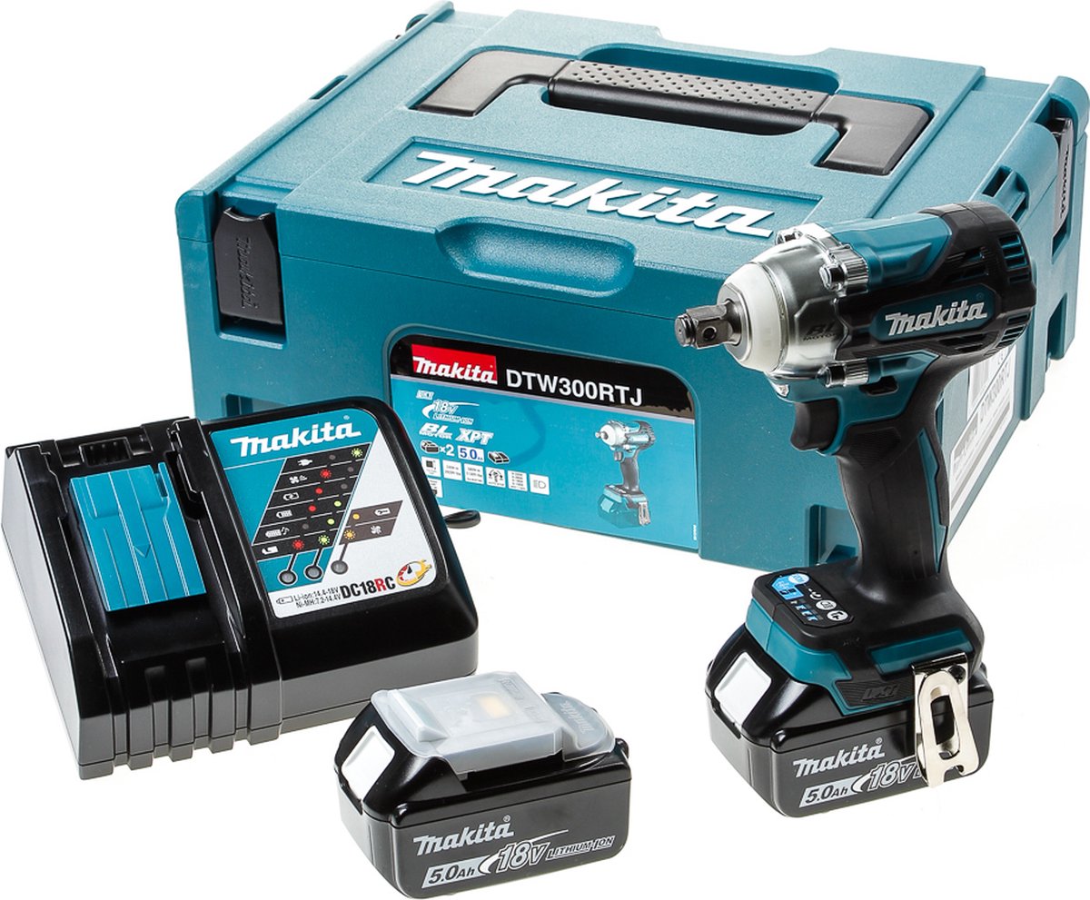Makita dtw300rtj 18 V Schlagschrauber 5,0 Ah Akku (2 Stück), Schnellladegerät, Mbox