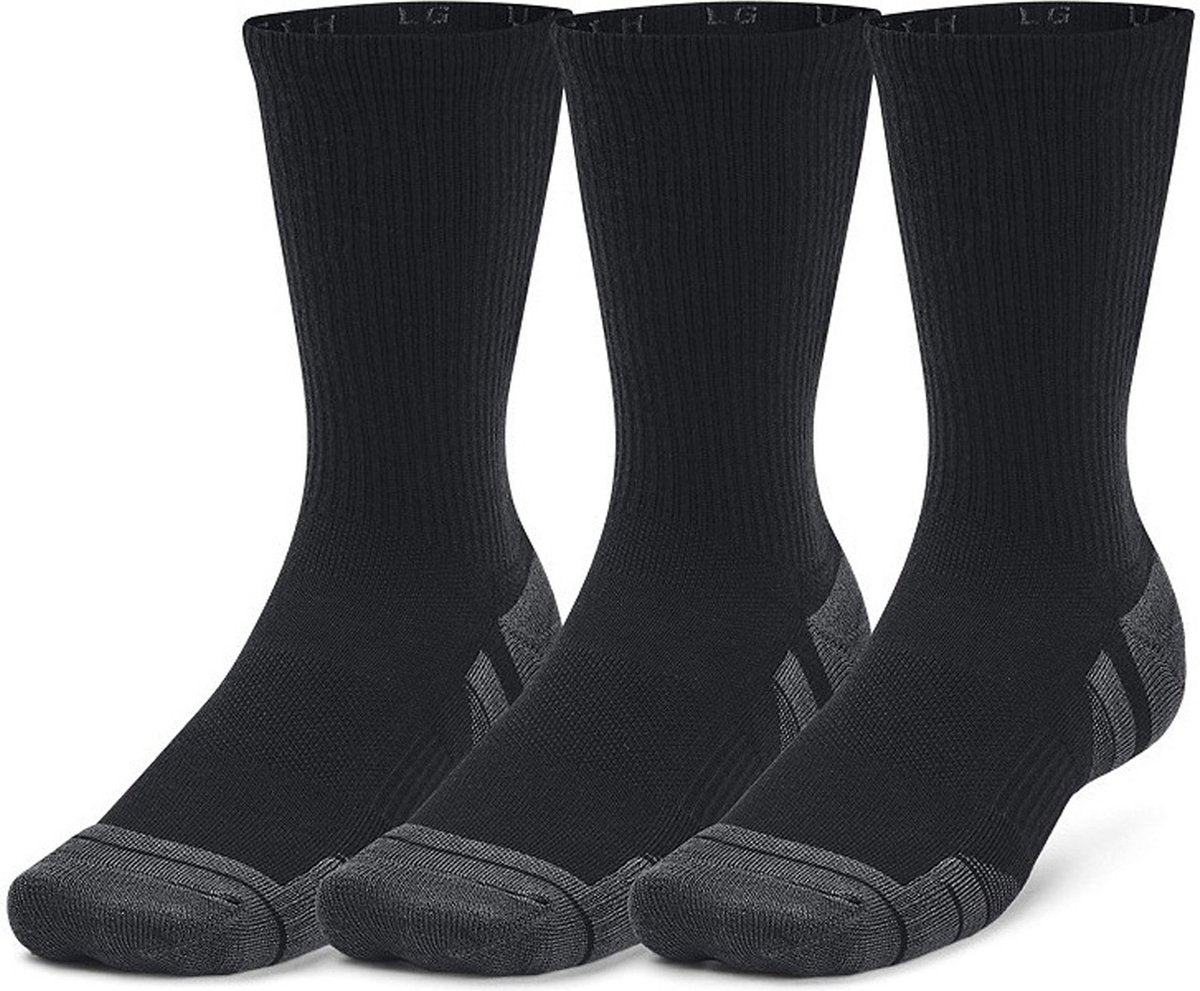 Under armour ua performance tech 3pk crew-blk unisex sportsokken - zwart - jet grijs