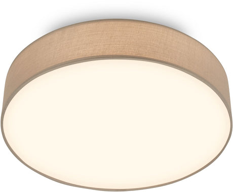 Briloner duck - led plafondlamp met stoffen kap - warm wit licht - woonkamer verlichting - 24w - ø38 - taupe