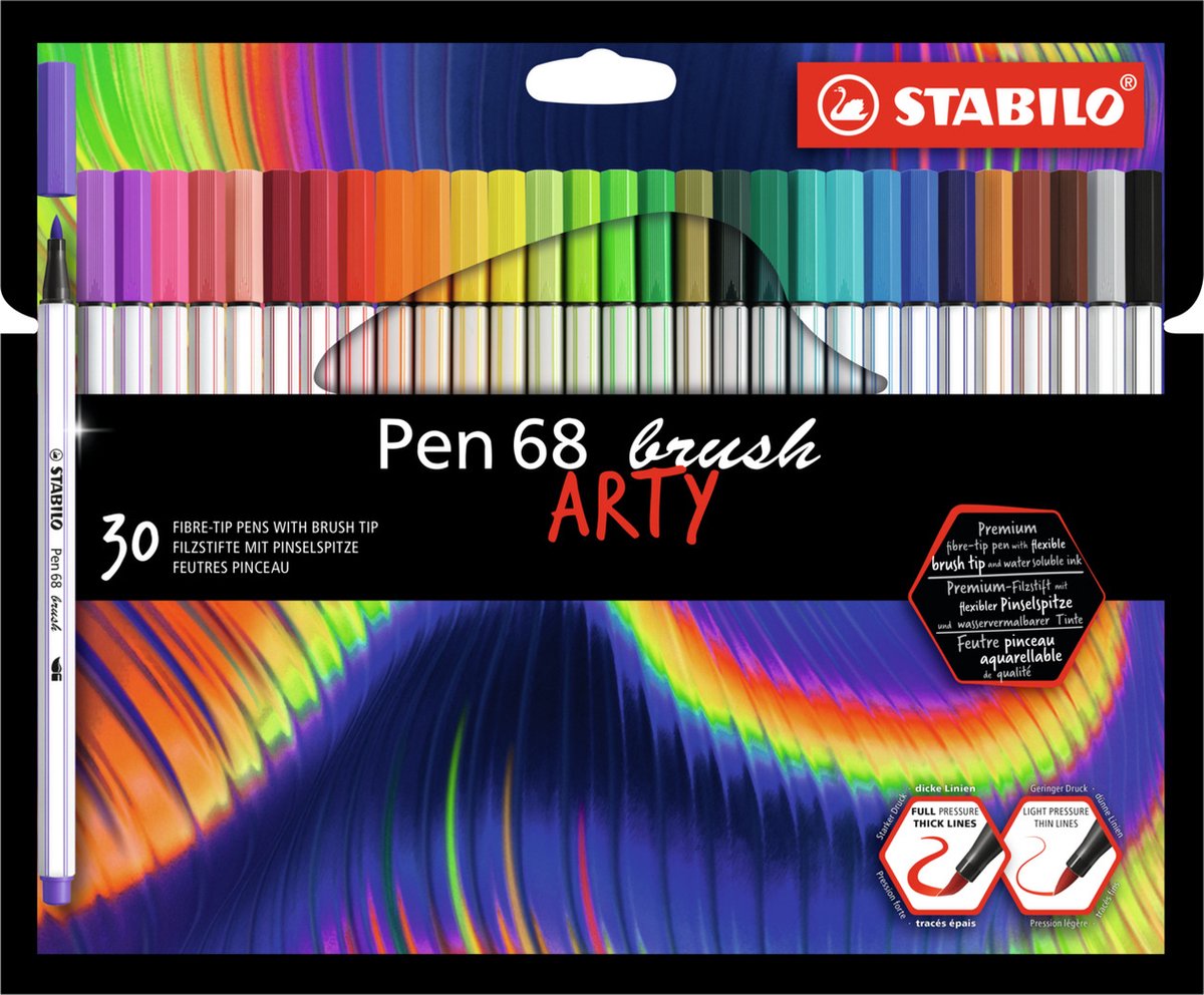 Stabilo Pen 68 Pinsel – Filzstift – Arty – Set mit 30 Stück