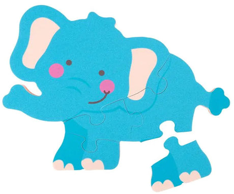 Let's Play Schaumstoff-Tierpuzzle Wilde Tiere – 6 Puzzleteile – regt die Feinmotorik und Fantasie an – lustiges Spielzeug für Kinder ab 3 Jahren – 21x15x2 cm – Gelb, Blau, Rot