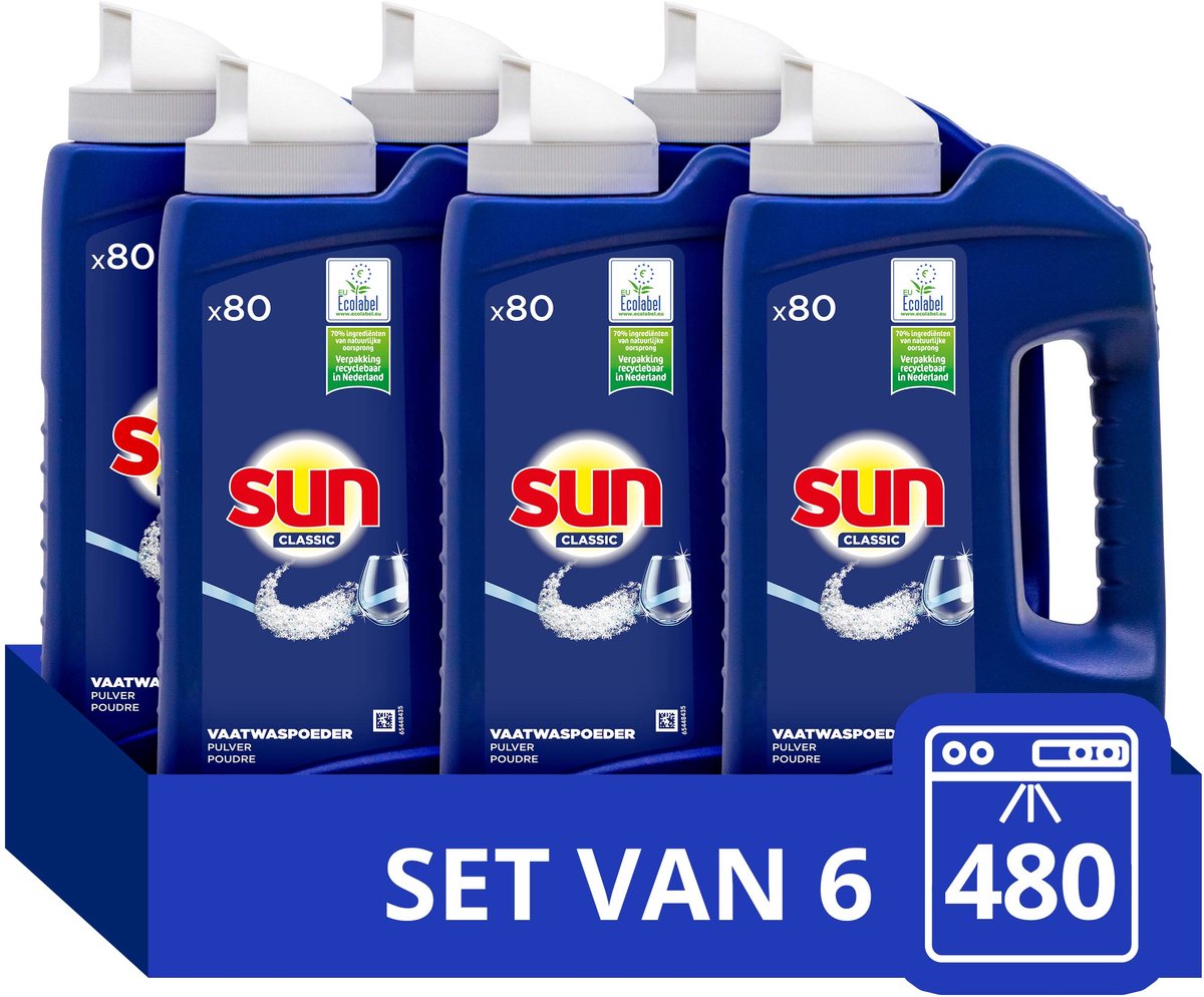 Sun Classic Normal Spülmaschinenpulver – 6 x 80 Waschgänge – Vorteilspack
