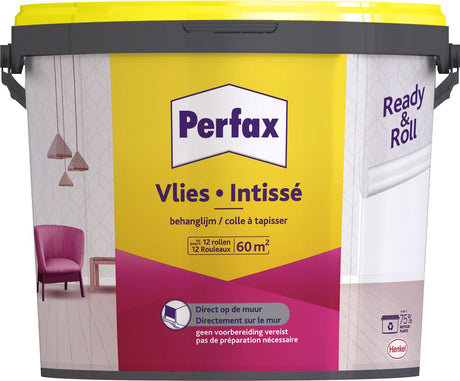 Perfax Fertigrollen-Tapetenklebevlies 9 kg | Vliestapete Tapetenkleister | Tapetenkleber transparent | Tapetenkleister für alle Oberflächen