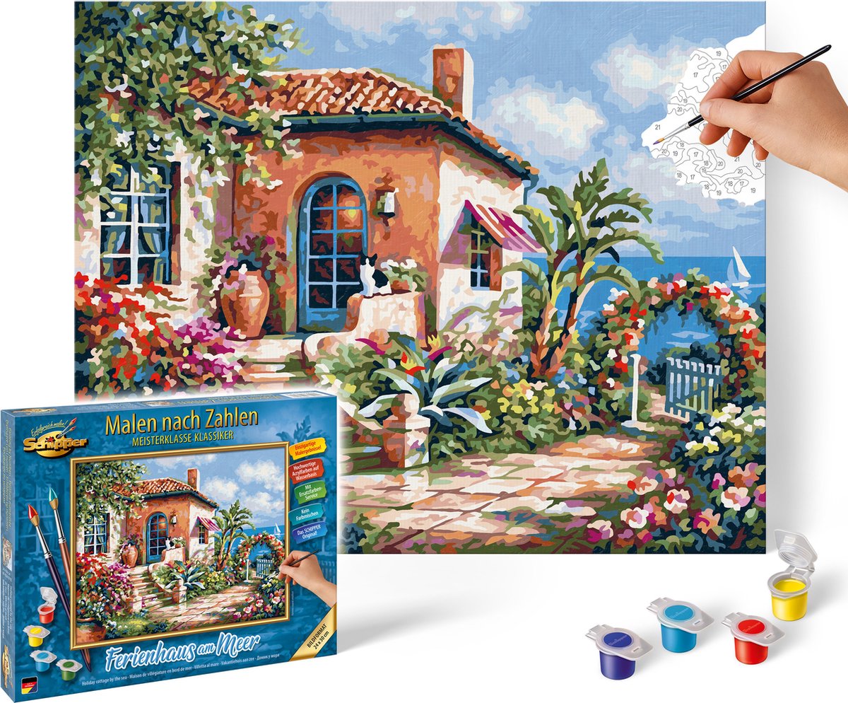 Skipper Malen nach Zahlen – Ferienhaus am Meer – Hobbypaket
