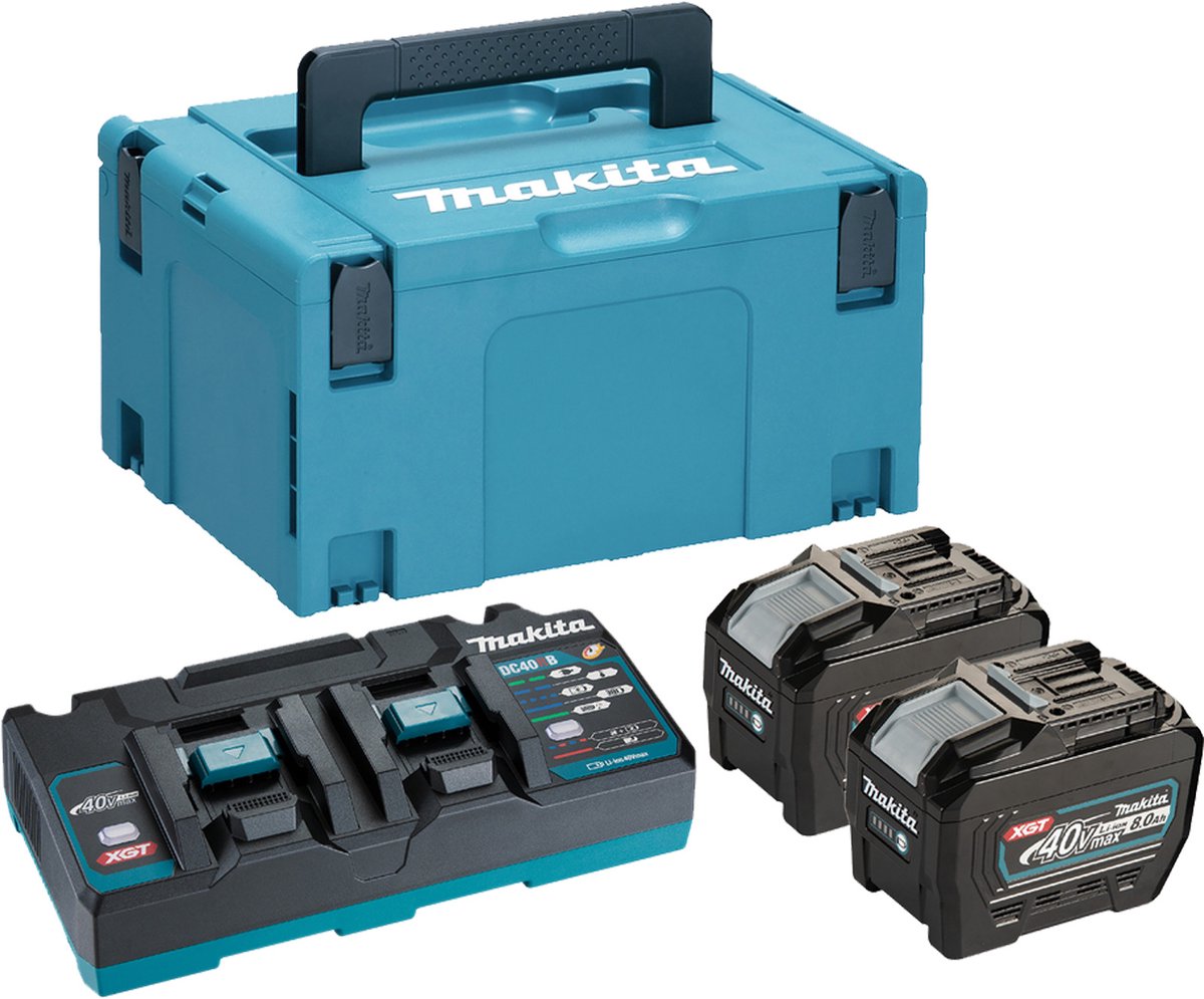 Makita 191y97-1 | XGT-Starterset 40 V max. in MBox3 (2 x 8,0 Ah BL4080F-Akku + DC40RB Duo-Schnellladegerät) – 191y97-1
