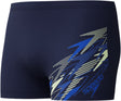 Speedo Medley Logo Aqua Shorts Herren – enge Badeshorts Herren – formbeständige Schwimmboxer Herren – Sport-Badehose Herren mit Kordelzug – Marineblau – XS