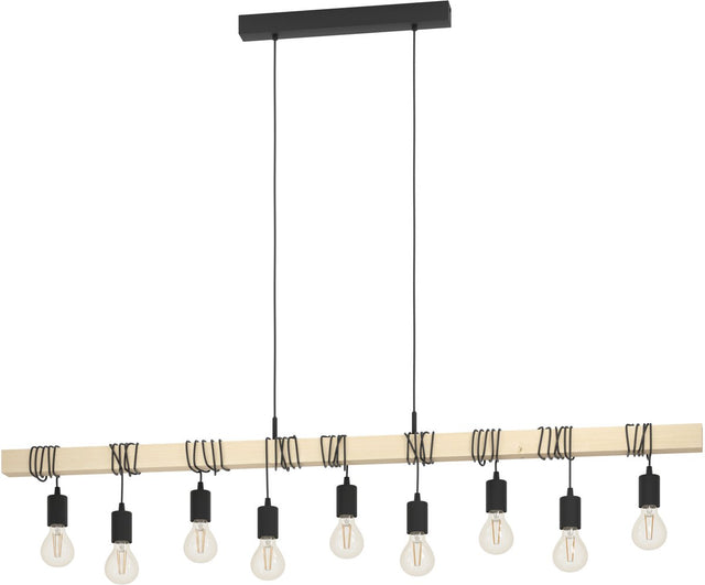 Eglo townshend hanglamp - e27 - 150 cm - bruin zwart - fsc hout